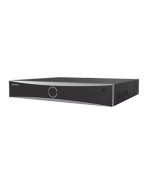 NVR 12 Megapixel (4K) / 16 canales IP / 16 Puertos PoE+ / AcuSense (Evita Falsas Alarmas) / Reconocimiento Facial / 4 Bahías de Disco Duro / Switch PoE 300 mts / HDMI en 4K / Alarmas I/O
